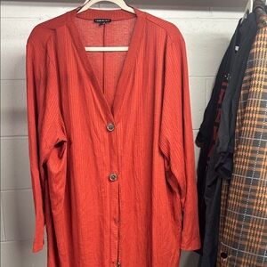 Lane Bryant Rust-Orange Button Front Long Cardigan